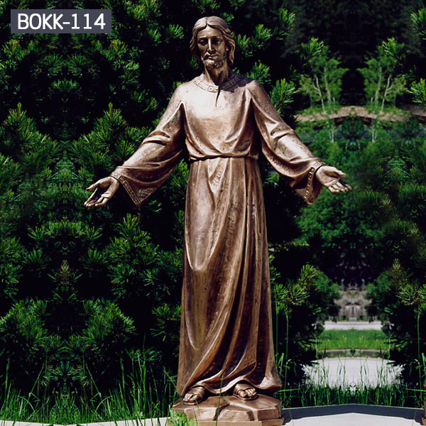 Religious bronze statues life size Jesus open arms for garden decor