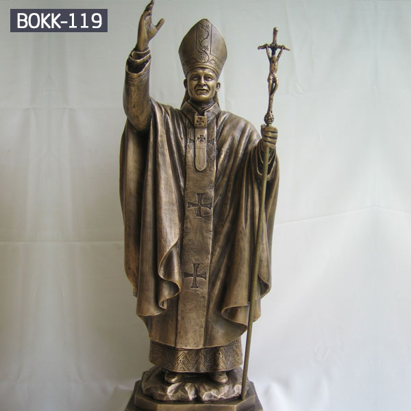 Bronze religious garden statues of catholic pope outdoor