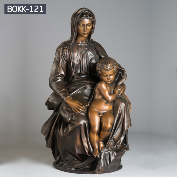 Bronze Mary and baby Jesus statues catholic for church indoor