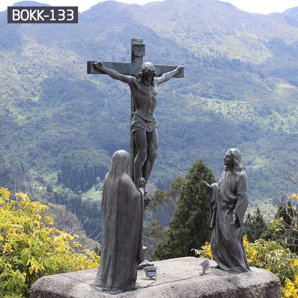 Jesus nailed to the cross bronze casting statues outdoor