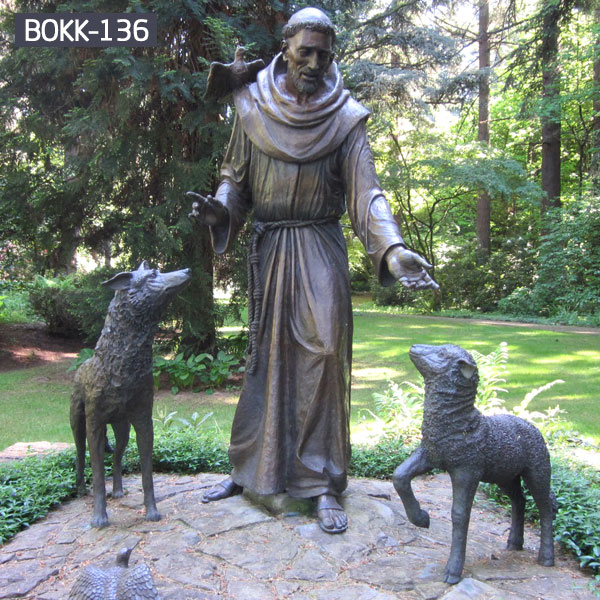 Saint francis bronze garden statues outdoor lawn decor