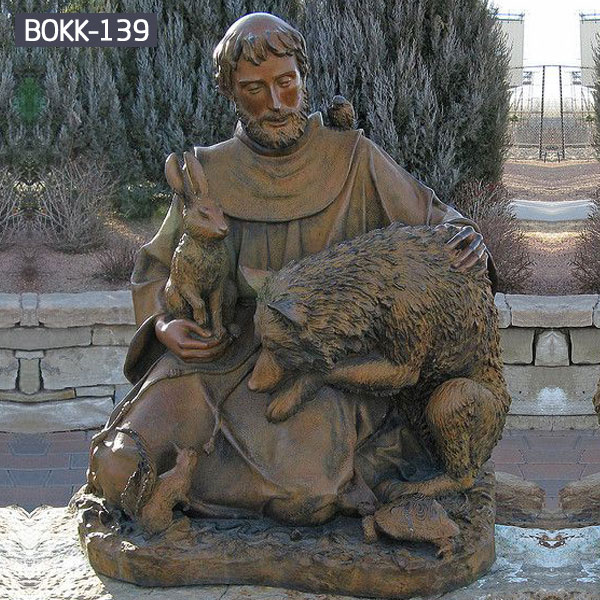 Bronze casting religious saint francis of assisi statue for gardens