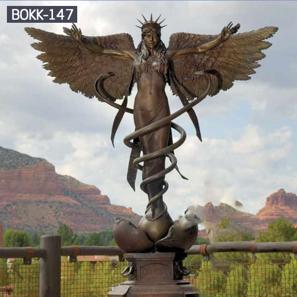 Large bronze garden angel statues for outdoor ornaments