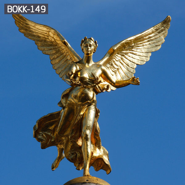 Life size golden brass winged angel yard statues for sale