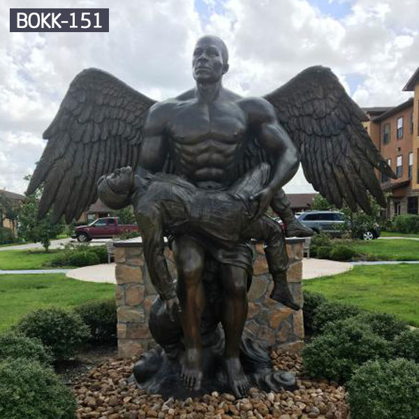 Large black male guardian angel monuments statues for grave outdoor