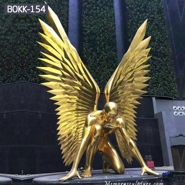 Golden winged angel life size bronze metal statue for sale