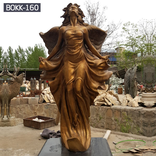 Custom make golden brass flying angel for lawn ornaments