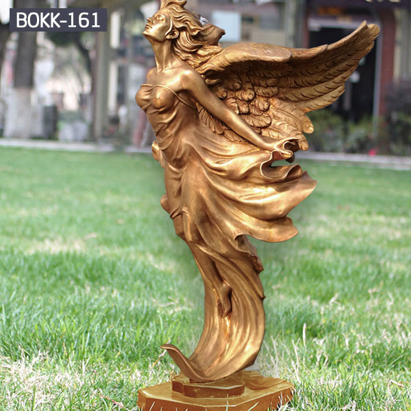 Life size golden brass lawn art ornaments angel statues for sale