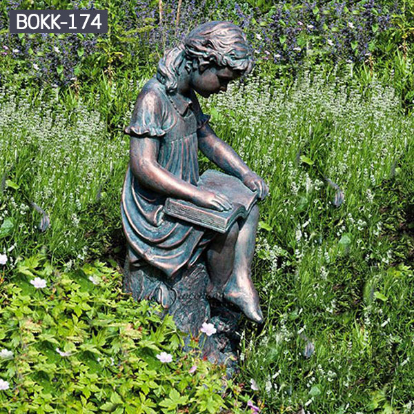 Bronze reading book girl statues for garden sell