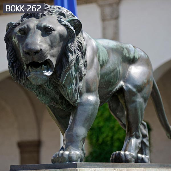 Large standing life size antique bronze lion sculptures for garden ornaments
