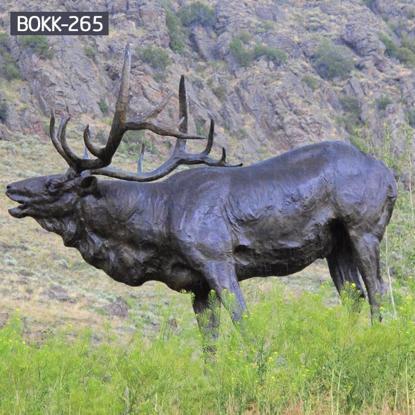 Outdoor bronze life size elk lawn ornament statue for sale