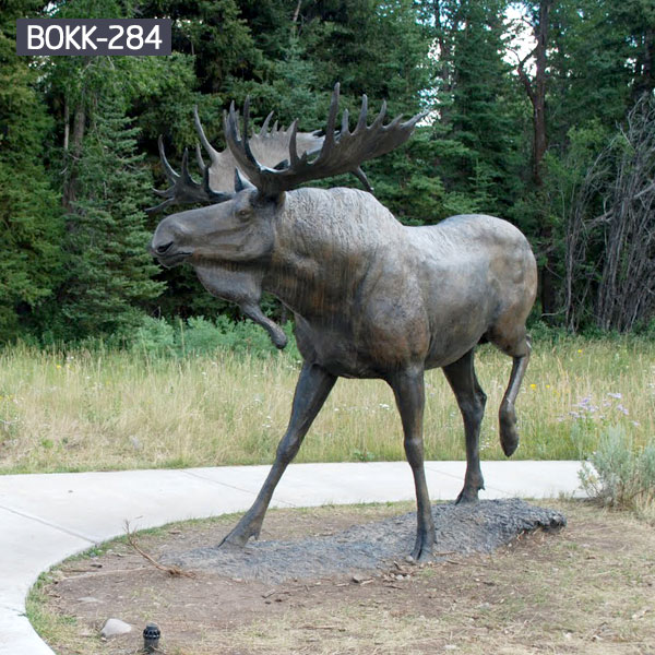 Outdoor life size bronze wildlife animal statues of standing moose for sale