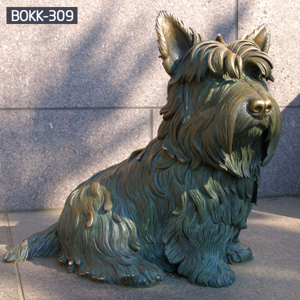 Bronze art sitting little dog statues for home decor