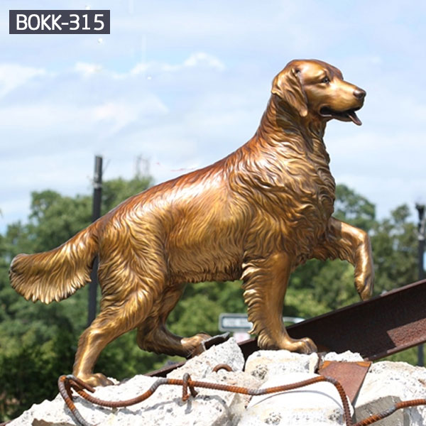 Outdoor brass garden metal sculptures of home dog for sale