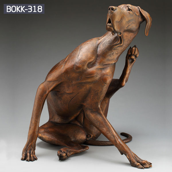 Bespoke bronze metal full size sitting dog statues for sale