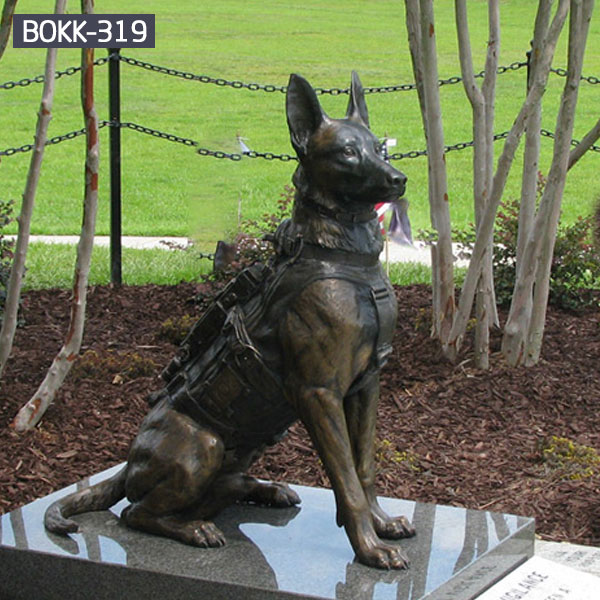 Military life size hunter sitting dog metal bronze statues monuments