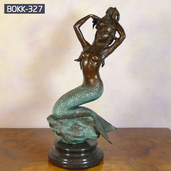 Little mermaid statue replica antique bronze art decor