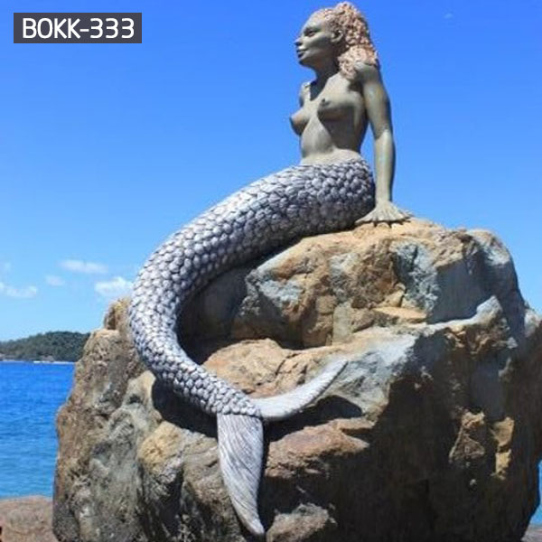 Outdoor mermaid statue bronze art for decor