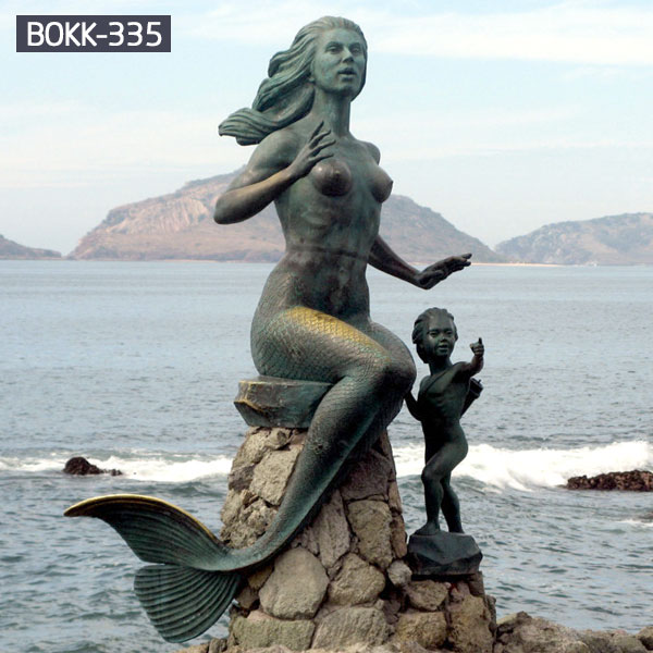 Metal bronze outdoor mermaid garden sculpture for sale