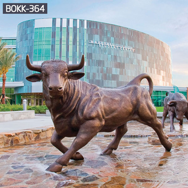 Outdoor bronze spanish bull sculpture for public street decor