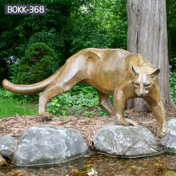 Large cat bronze sculptures outdoor yard decor