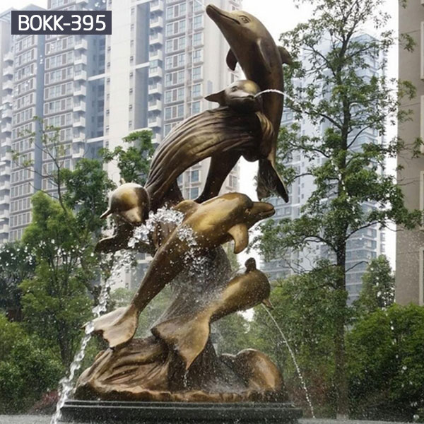 Metal brass dolphin water fountain for city decor costs