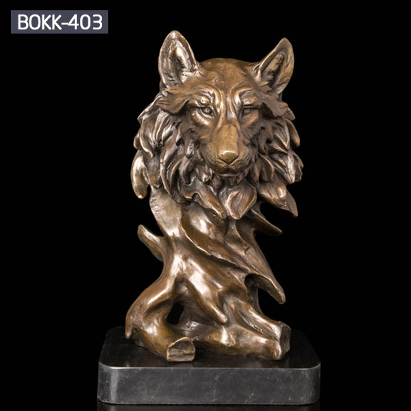 Bronze fox head animal bust bronze statues with base for sale