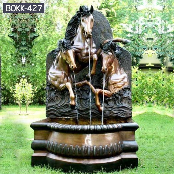 Bronze horse head wall water fountain outdoor lawn ornaments