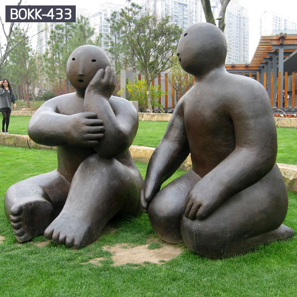 Outdoor abstract figure couple bronze casting garden statues