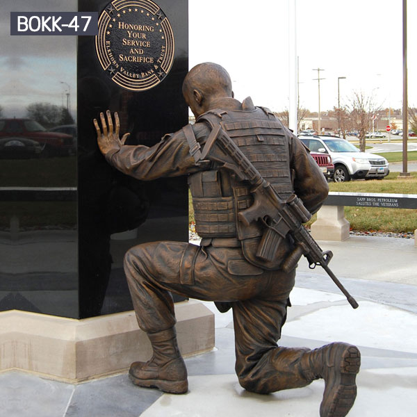 Military bronze casting kneeling soldier statues for sale
