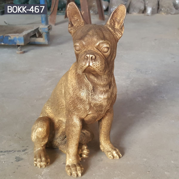 Full size bronze boxer dog statue for garden ornaments