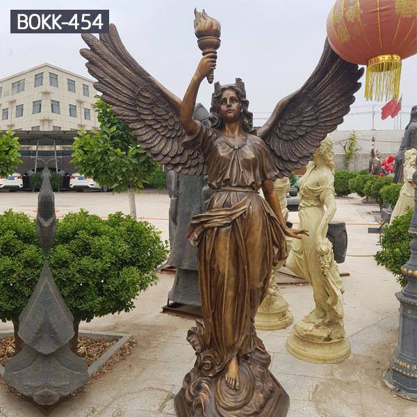 Garden bronze decor life size garden holding torch statues for sale