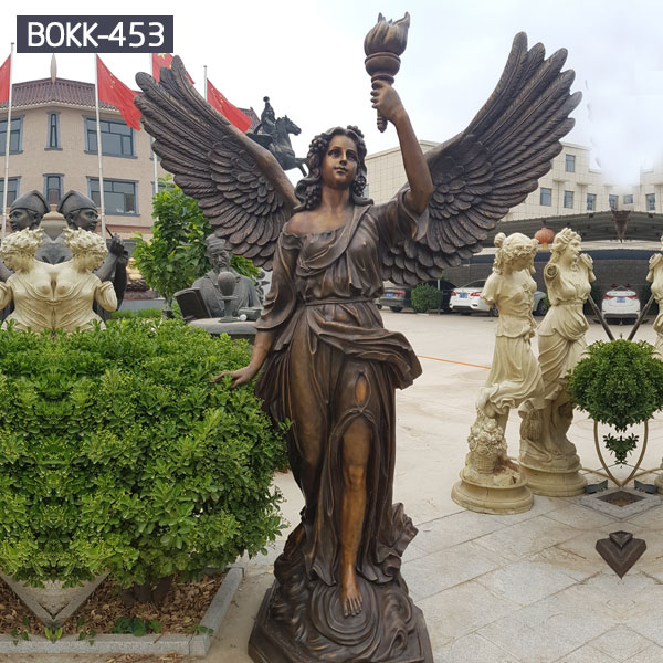 Outdoor garden decor bronze metal angel holding a torch statues for sale