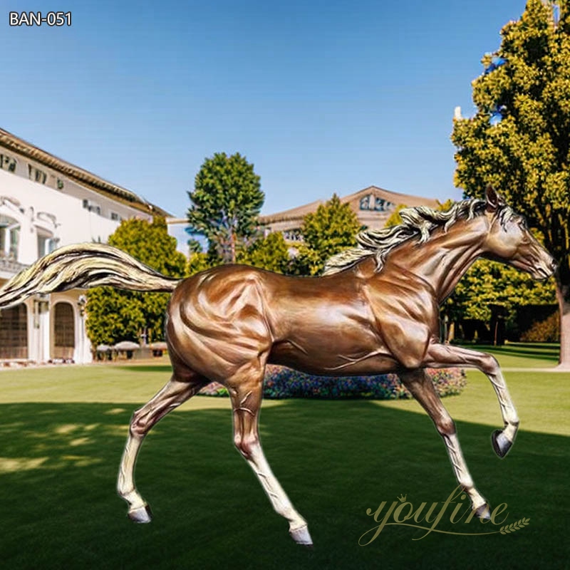 High Quality Brown Bronze Life Size Horse Sculpture for Lawn 