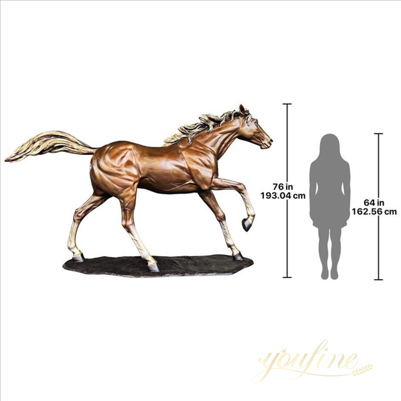 High Quality Brown Bronze Life Size Horse Sculpture for Lawn 